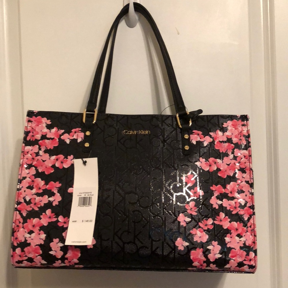 Calvin Klein Black Cherry Blossom Handbag Tote